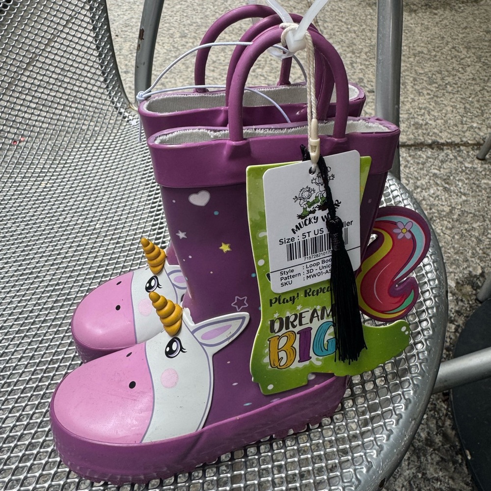 Kids Unicorn Rain Boots - Purple